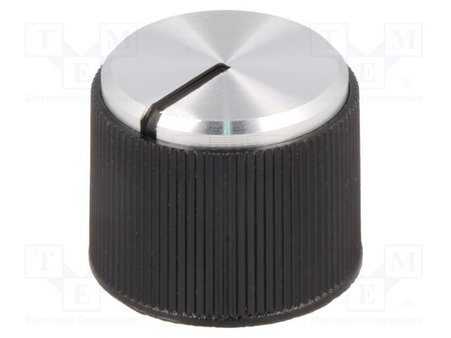 Knob; with pointer; aluminium,thermoplastic; Shaft d: 6mm; black