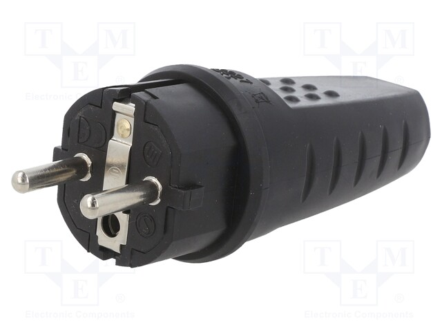 Connector: AC supply; male; plug; 2P+PE; 250VAC; 16A; black; PIN: 3