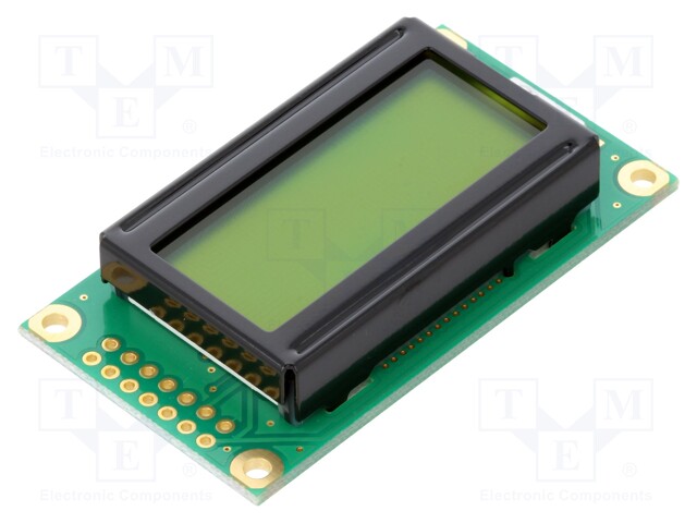 Display: LCD; alphanumeric; STN Positive; 8x2; yellow-green; LED