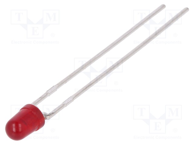 LED; 3mm; red; 1.3÷2mcd; 60°; Front: convex; No.of term: 2