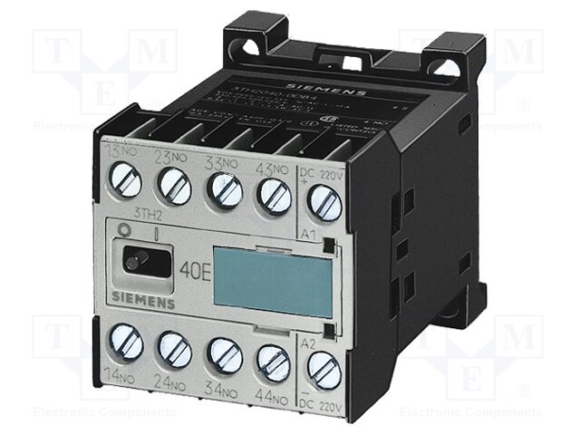 Contactor: 4-pole; NC x2 + NO x2; 230VAC; 4A; DIN,on panel; 3TH20