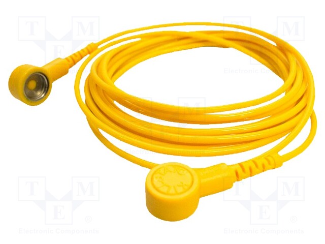 Ground cord; ESD; Features: 2 10mm female press stud; yellow; 1MΩ
