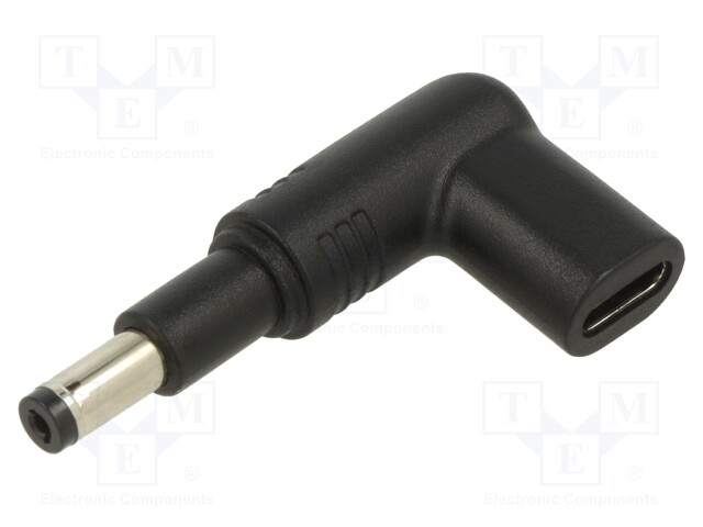 USB C socket,DC 4,8/1,7 plug; Transition: adapter; black; 100W