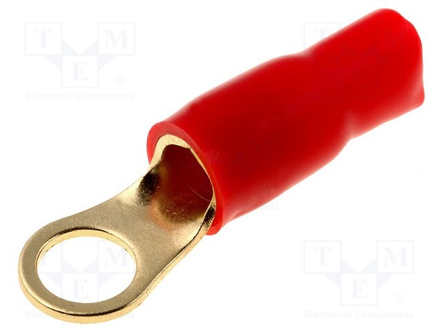Terminal: ring; M8; 16mm2; gold-plated; insulated; red