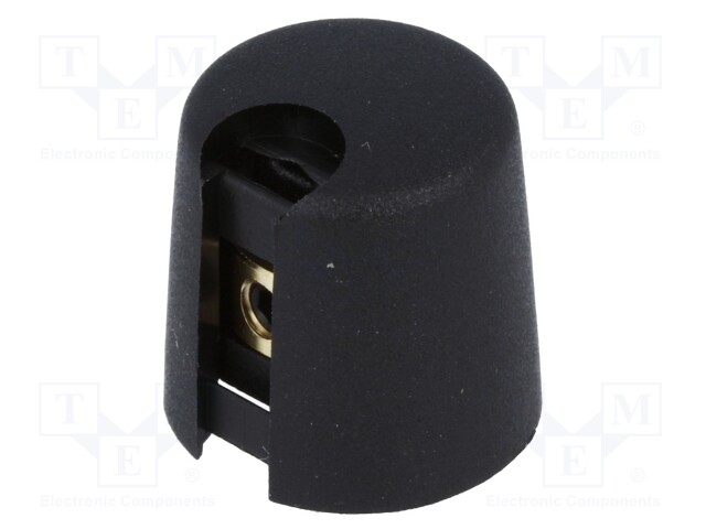 Knob; with pointer; plastic; Shaft d: 6mm; Ø16x16mm; black