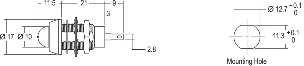 Indicator: LED; prominent; 1.85VDC; Cutout: Ø12.7mm; IP67