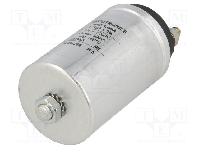 Capacitor: polypropylene; 1.5uF; Leads: M6 screws; ESR: 2.5mΩ; C44A