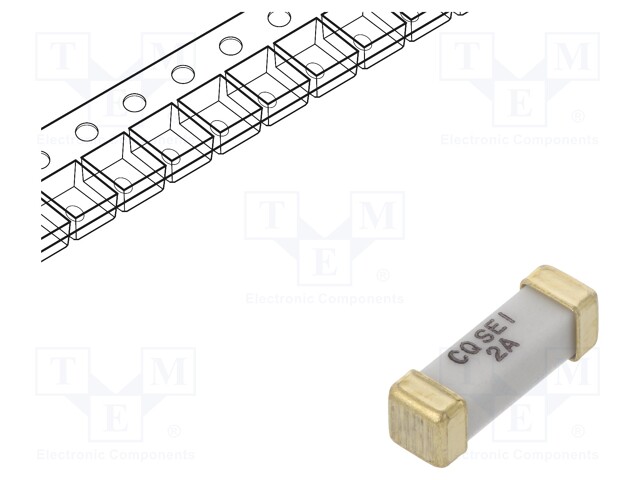 Fuse: fuse; 2A; 250VAC; SMD; ceramic; 10,1x3,12x3,12mm; gold-plated