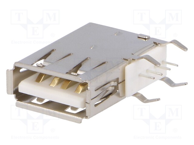 Socket; USB A; THT; side,angled 90°