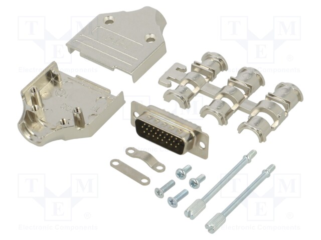 D-Sub HD; PIN: 26; plug; male; for cable; straight; soldering