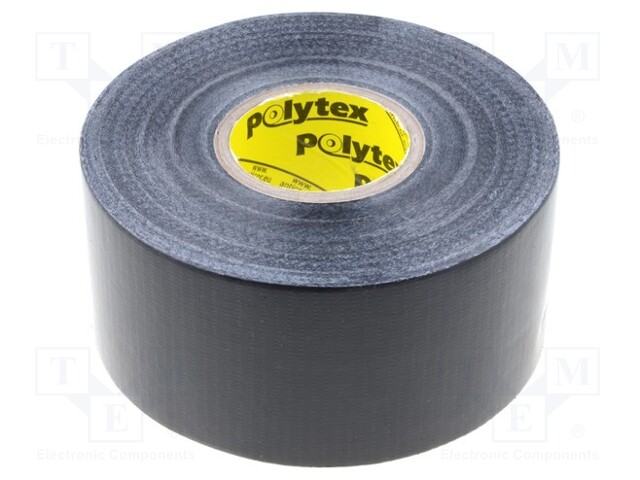 Tape: duct; W: 48mm; L: 25m; D: 0.25mm; black; natural rubber; 15%