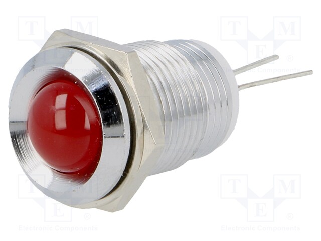 Indicator: LED; recessed; Cutout: Ø14mm; for PCB; brass; ØLED: 10mm