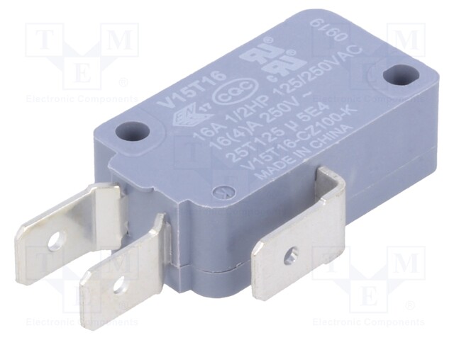 Microswitch SNAP ACTION; without lever; SPDT; 16A/250VAC; Pos: 2