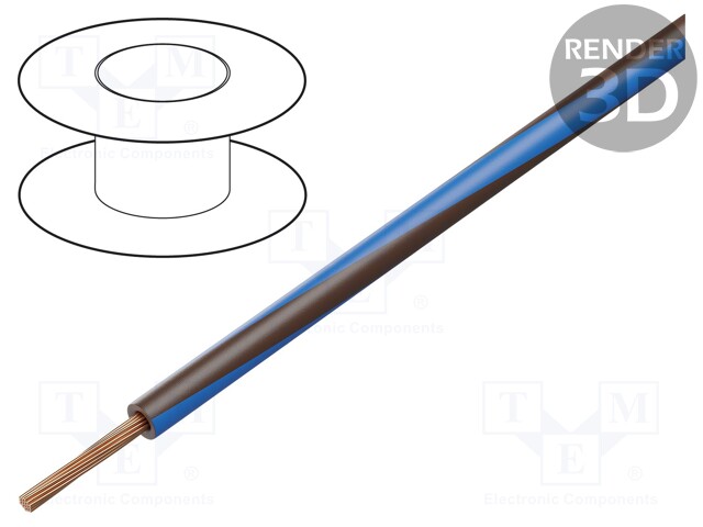 Wire; LgY; stranded; Cu; 0.35mm2; brown-blue; PVC; 300/500V; 200m