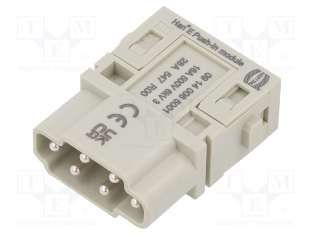 Connector: HDC; module; male; Han-Modular®; PIN: 6; push-in; 16A