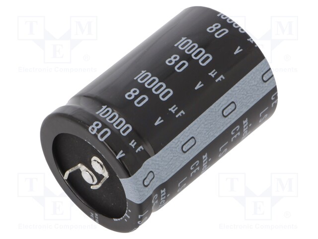 Capacitor: electrolytic; low impedance; SNAP-IN; 10000uF; 80VDC