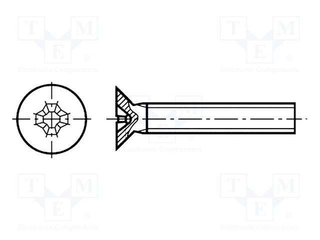 Screw; M2x8; DIN: 965; Head: countersunk; Phillips; steel; PH1