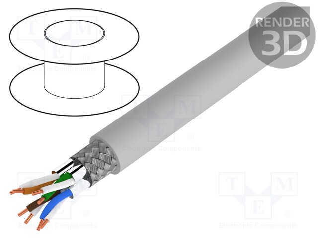Wire; S/FTP; 7; solid; Cu; LSZH; grey; 50m; 6.2mm