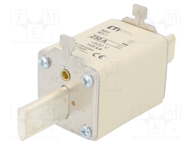 Fuse: fuse; gG; 250A; 500VAC; ceramic,industrial; NH1; WT-NH