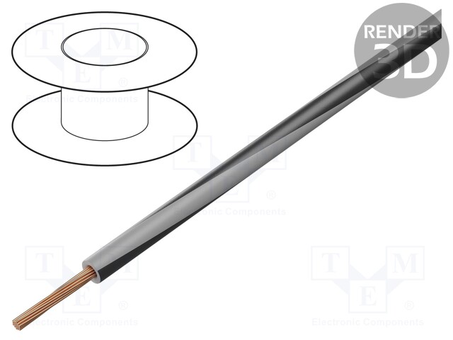 Wire; X07V-K; stranded; Cu; 2.5mm2; PVC; grey-black; 450V,750V