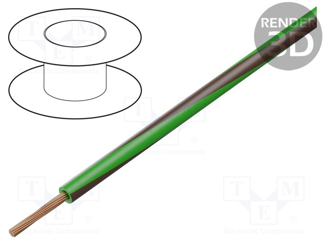 Wire; LgY; stranded; Cu; 0.75mm2; green-brown; PVC; 300/500V; 100m
