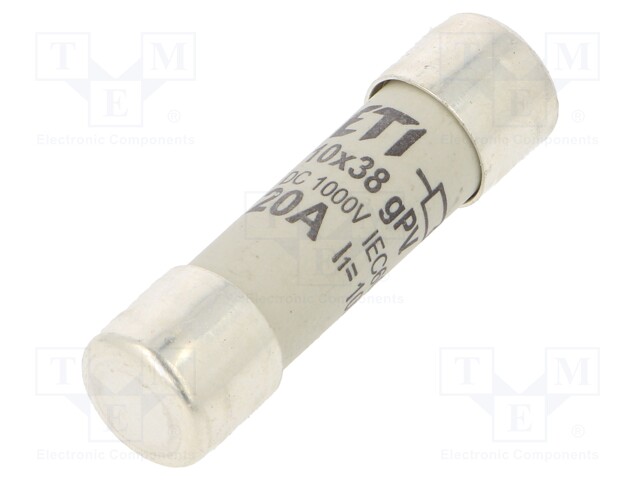Fuse: fuse; gPV; 20A; 1000VDC; cylindrical; 10,3x38mm