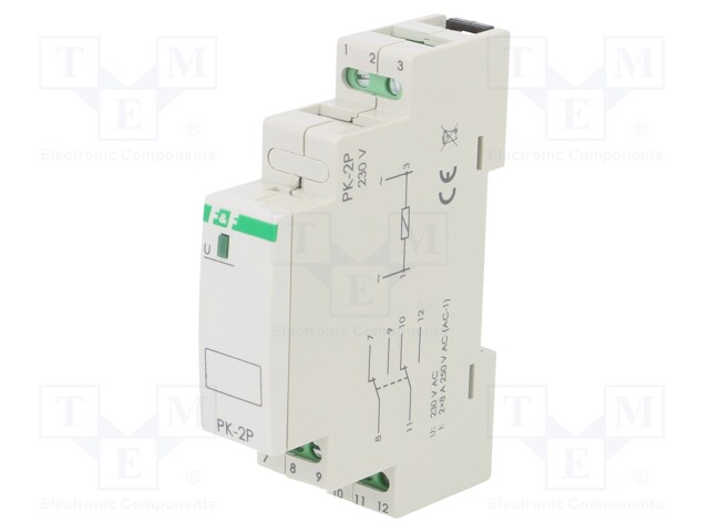 Relay: installation; monostable; DPDT; Ucoil: 230VAC; DIN; 8A; IP20