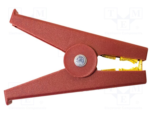 Kelvin crocodile clip; 50A; Grip capac: max.32mm; red