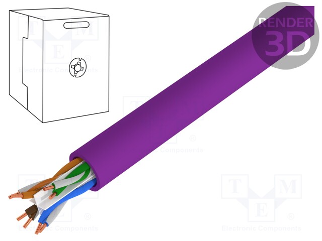 Wire; U/UTP; industrial Ethernet; 6; solid; Cu; 4x2x24AWG; PVC; 305m