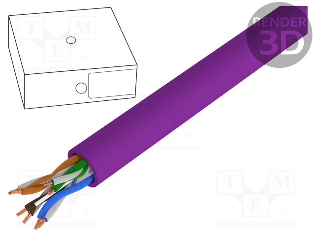 Wire; U/UTP; 6; solid; Cu; 4x2x23AWG; LSZH; violet; 305m; CPR: Dca