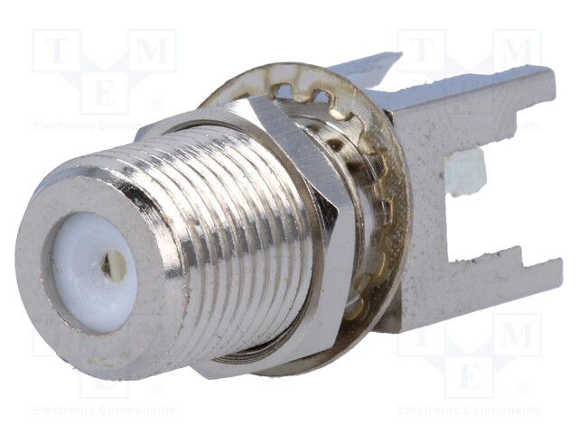 Socket; F; female; straight; THT; for panel mounting