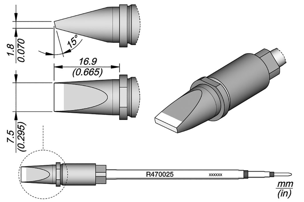 Tip; cut spade; 7.5x1.8mm