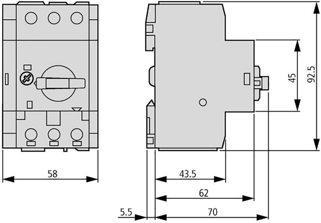 Switch-disconnector; Poles: 2; DIN; 30A; P-SOL; IP20; 1÷6mm2