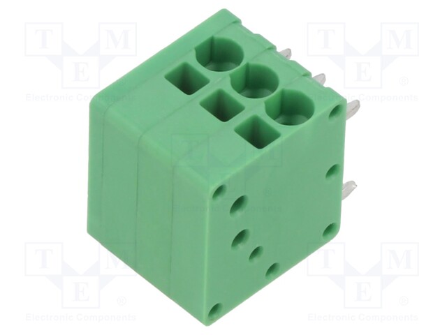PCB terminal block; Contacts ph: 3.5mm; ways: 3; angled 90°; green