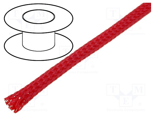 Braid; polyester; 2÷5,nom.3mm; red; Package: 100m; Temp: -50÷150°C