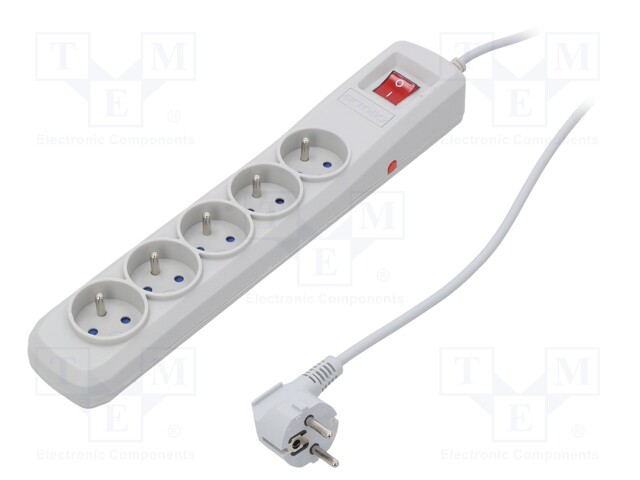 Plug socket strip: protective; Sockets: 5; 250VAC; 10A