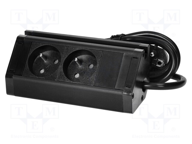 Plug socket strip: furniture; IP20; 3680W; black; 230VAC; 1.5m