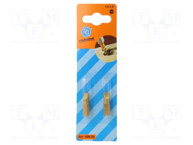 Screwdriver bit; slot; 6,0x1,0mm; Overall len: 25mm; 2pcs.