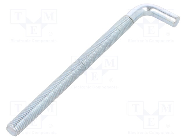 Hook; straight; steel; zinc; Thread len: 155mm; Overall len: 185mm