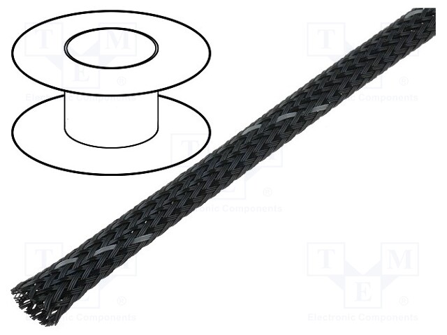 Braid; polyester; 4÷9,nom.5mm; dark grey; Package: 100m