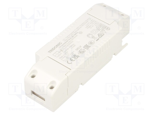 Power supply: switched-mode; LED; 25W; 42÷60VDC; 600mA; 198÷264VAC