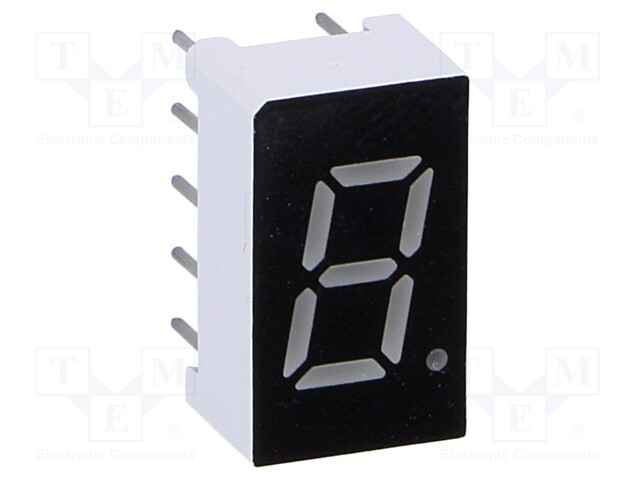 Display: LED; 7-segment; 7.62mm; yellow; 8mcd; anode; No.char: 1