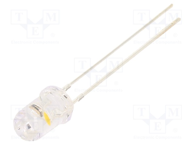 LED; 5mm; white warm; 7000÷8400mcd; 30°; 3÷5V; 20mA; Front: convex