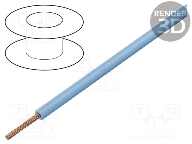 Wire; LgY; stranded; Cu; 1.5mm2; light blue; PVC; 300/500V; 100m