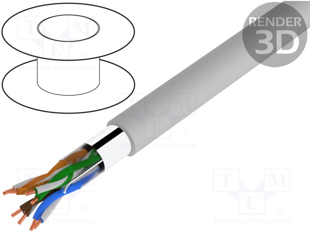 Wire; F/UTP,UNITRONIC® LAN 200; 5e; solid; Cu; 4x2x24AWG; PVC; grey