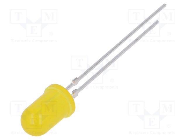 LED; 5mm; yellow; 6.3÷14mcd; 60°; Front: convex; Pitch: 2.54mm