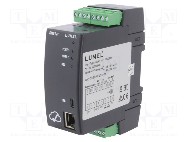 Industrial module: data logger; 85÷253VAC; 90÷300VDC; IN: 2