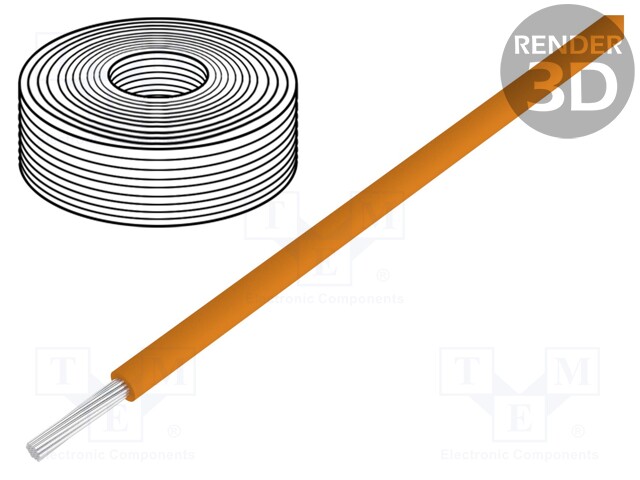 Wire; stranded; Cu; 0.04mm2; PVC; orange; 60V; 10m; 1x0.04mm2