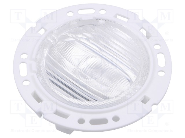LED lens; round; Mat: PMMA plexiglass; transparent; Colour: white