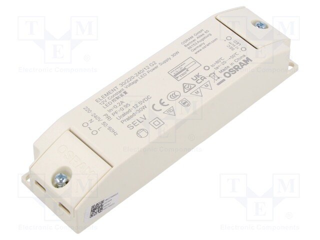 Power supply: switched-mode; LED; 30W; 12.5VDC; 220÷240VAC; IP20